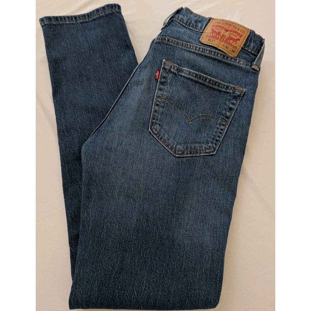 Levi's 511 Slim Fit Mens Blue Jeans Men's 32x34 Medium Wash Denim Stretch